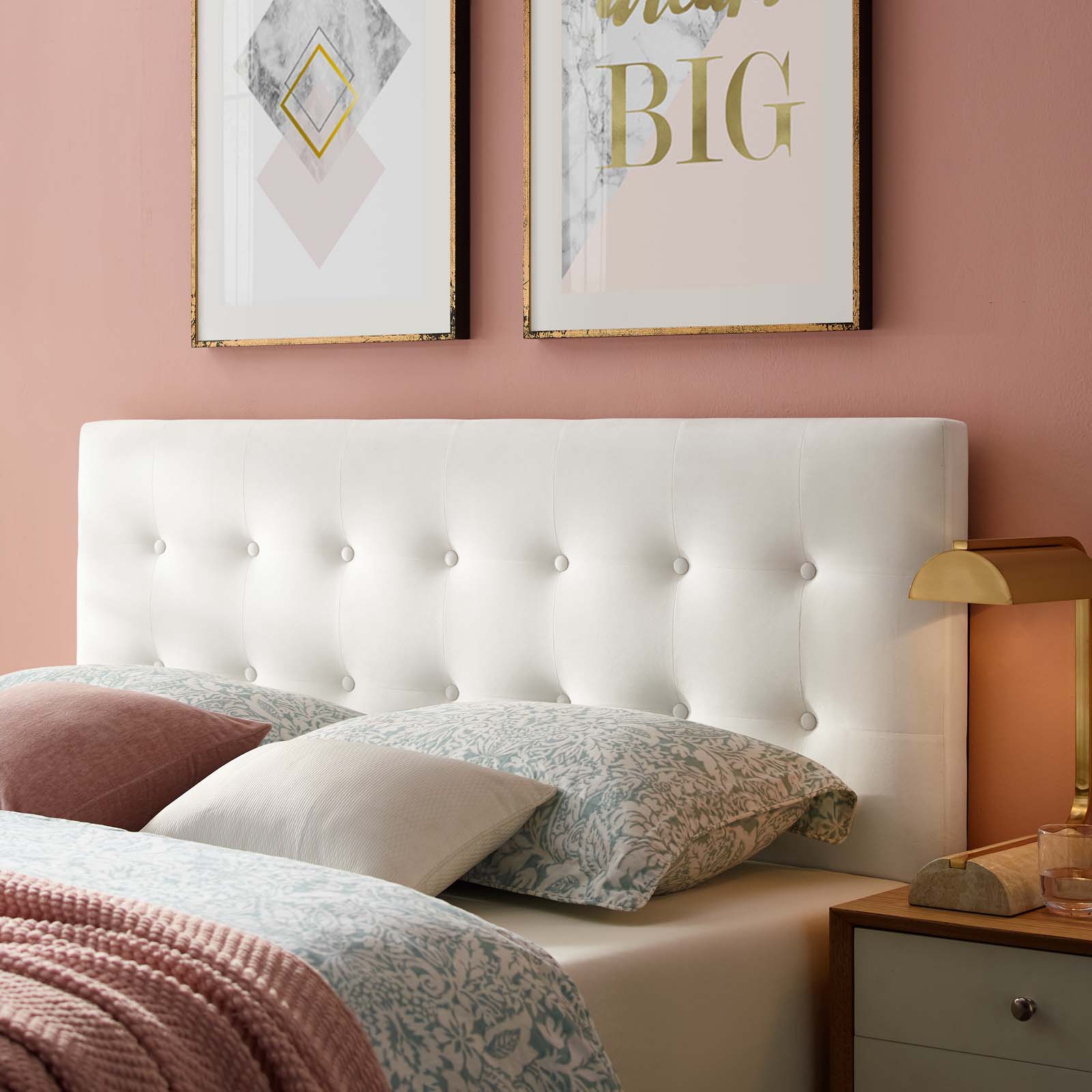 Modway Emily Queen Tufted Performance Velvet Headboard in White